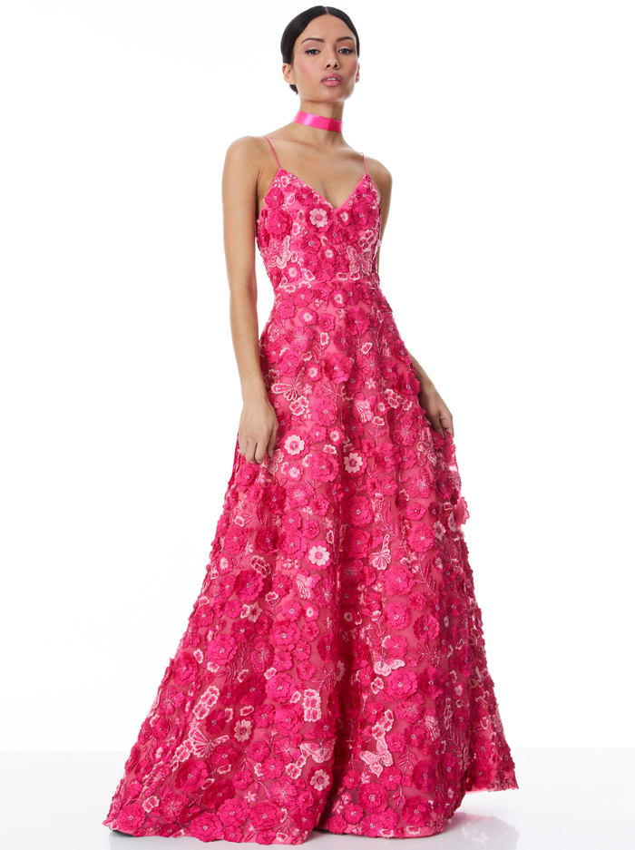 DOMENICA EMBELLISHED BALL GOWN - CANDY MULTI - Alice And Olivia