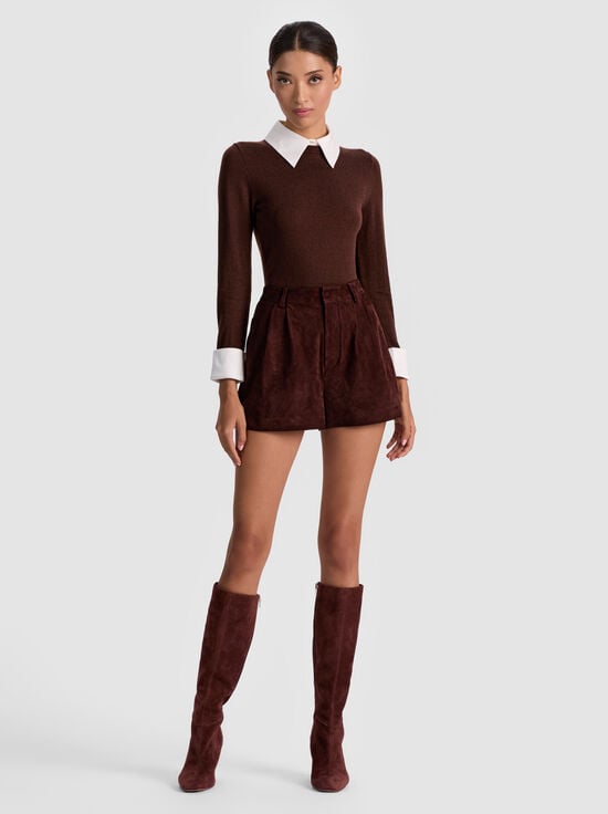 DARK CHOCOLATE-PORLA COLLARED SWEATER