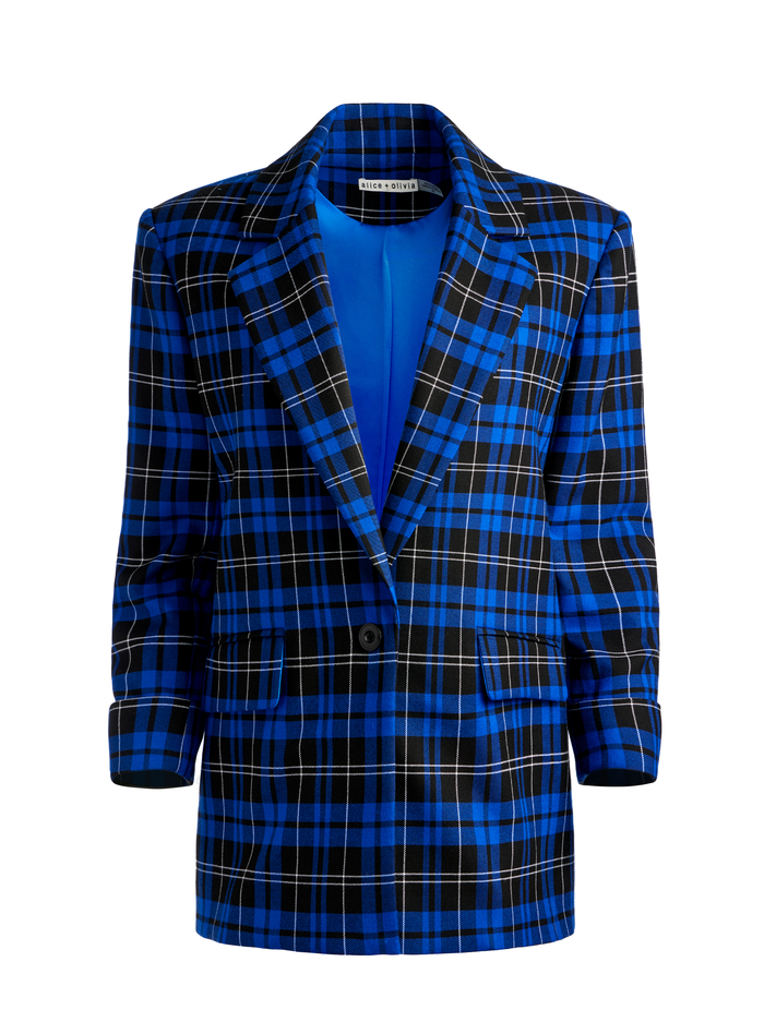 ASHLEY OVERSIZED BLAZER - SCHOOLGIRL PLAID SAPPHIRE image 5 - Alice And Olivia