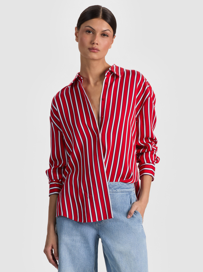 DIMITRA OVERSIZED BUTTON DOWN - TEAKWOOD CHILI PEPPER - ALICE + OLIVIA