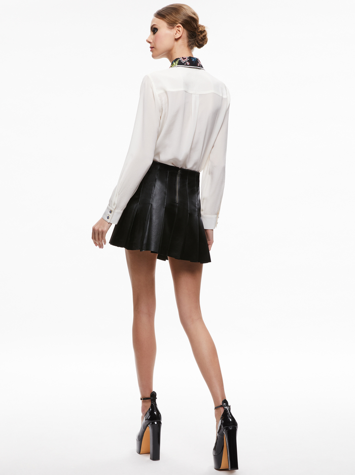 WILLA EMBROIDERED COLLAR PLACKET TOP - ECRU image 1 - Alice And Olivia