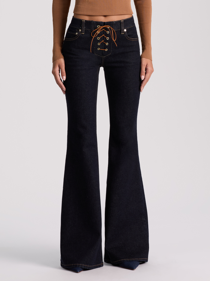 DELILAH LACE UP JEAN - DARK RINSE - Alice And Olivia
