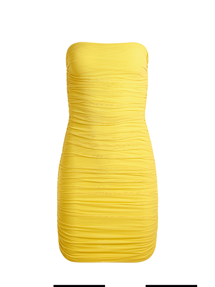 CRUZ RUCHED STRAPLESS MINI DRESS - HAPPY YELLOW image 5 - Alice And Olivia