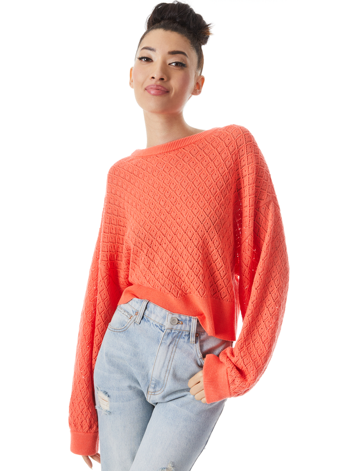ANGELINE EASY CROP PULLOVER - BRIGHT CORAL - Alice And Olivia