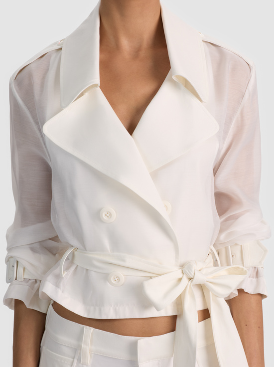 OFF WHITE-KEITH SHEER COMBO CROPPED TRENCH