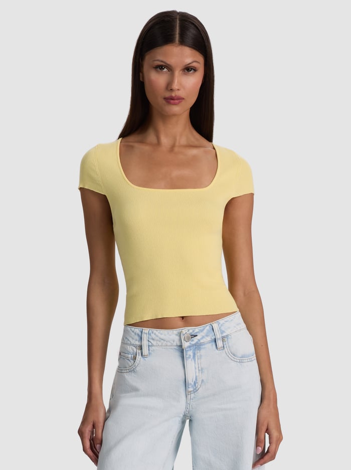 ANAIS RIBBED BABY TEE - BUTTER - ALICE + OLIVIA