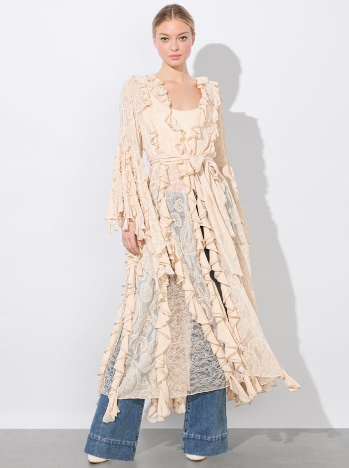 CHER RUFFLE MAXI ROBE - CHAMPAGNE image 6 - Alice And Olivia