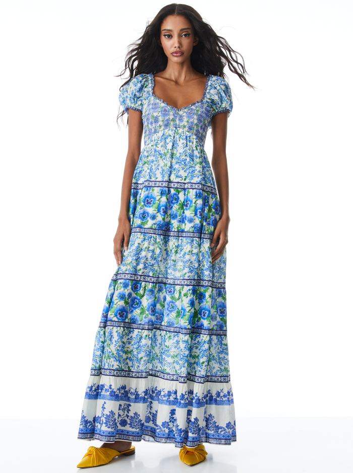 ROSALYN PUFF SLEEVE MAXI DRESS - PERFECT PANSY MULTI - Alice And Olivia