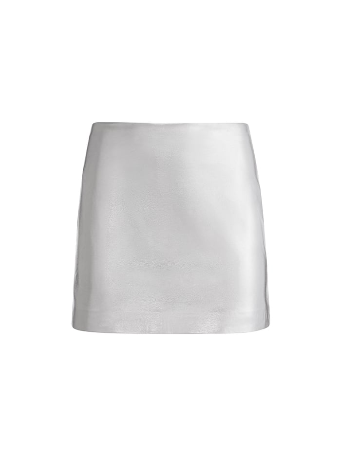 ELANA VEGAN MINI SKIRT - SILVER image 6 - Alice And Olivia