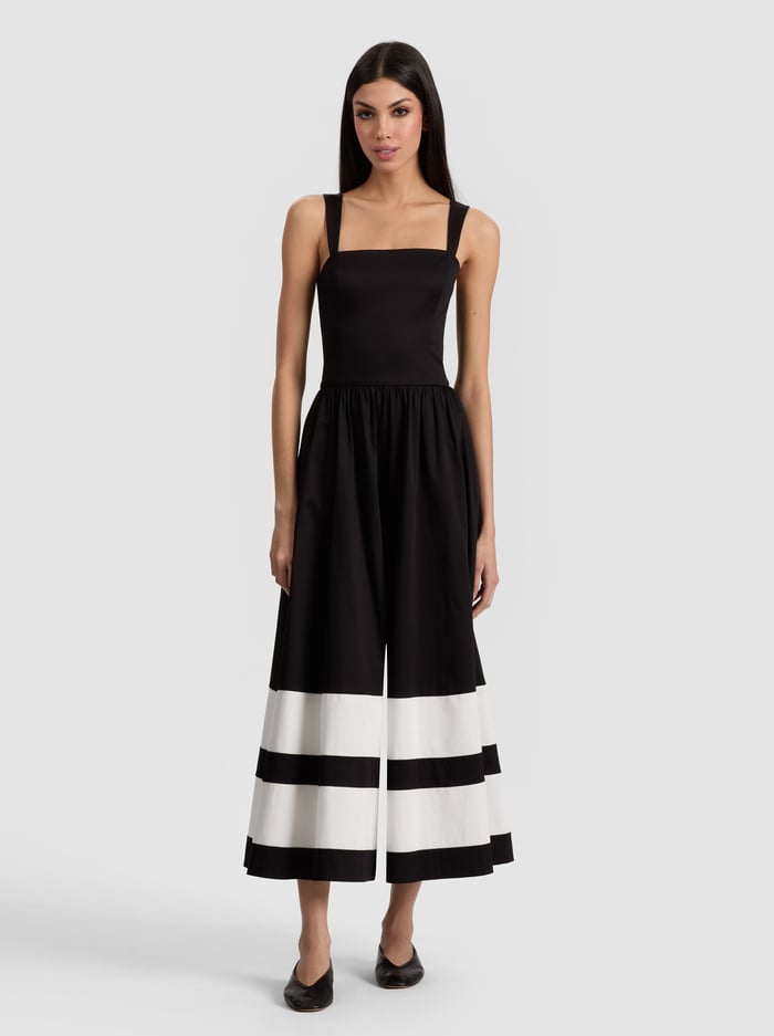 BELDEN COLORBLOCK JUMPSUIT - BLACK/OFF WHITE image 3 - Alice And Olivia