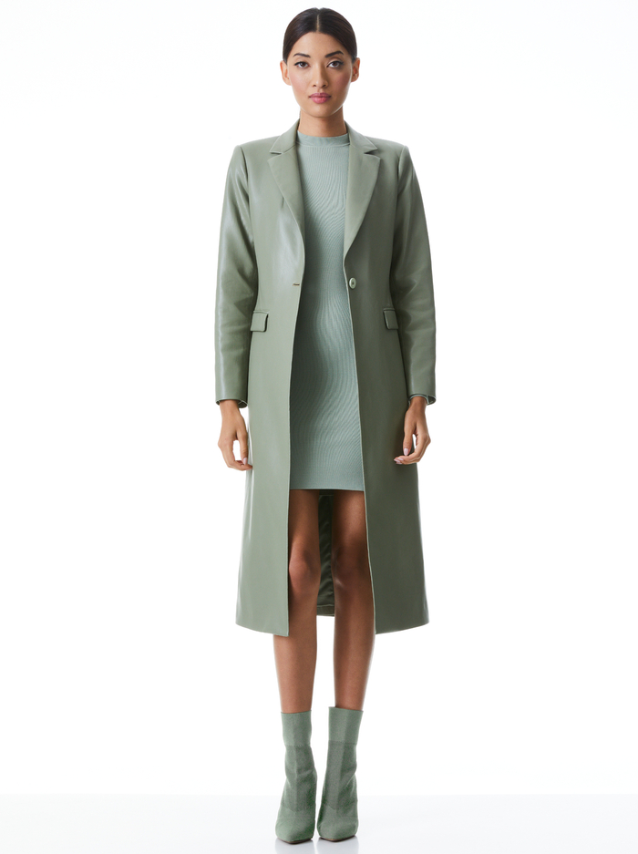 MACEY VEGAN LEATHER LONG BLAZER - SAGE image 6 - ALICE + OLIVIA
