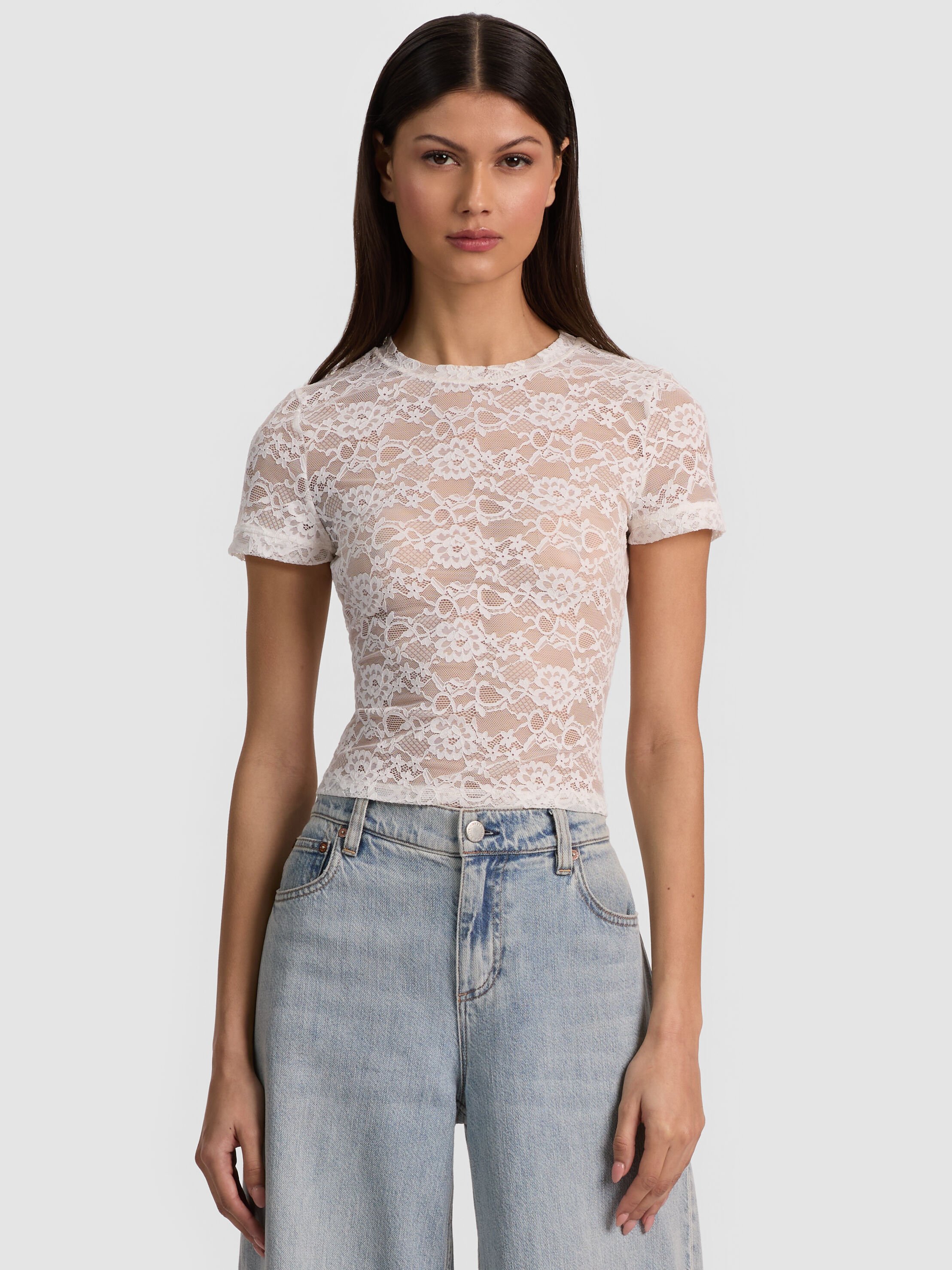 Alice＋Olivia Tシャツ 白 ホワイト ALICE + OLIVIA Tashia Ringer Baby Tee | Shopbop