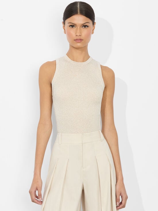 OATMEAL HEATHER-TONITA RIBBED TANK