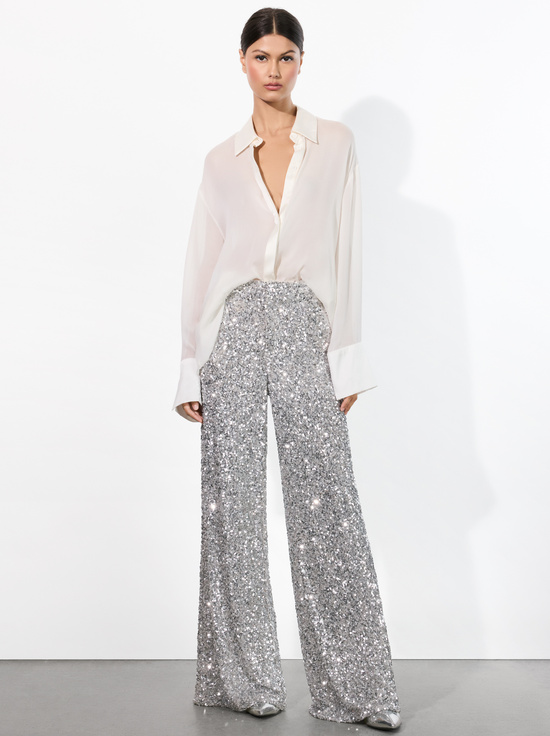 SILVER-MAME SEQUIN PANT