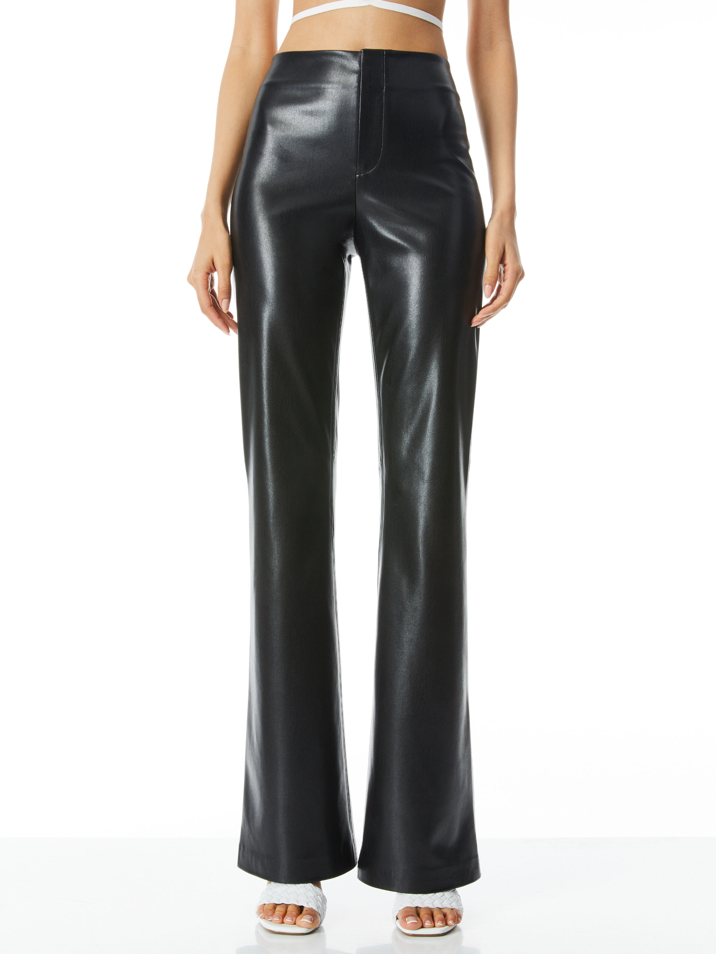 Teeny Vegan Leather Flare Pant In Black | Alice And Olivia
