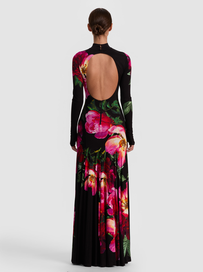 AUGUSTA OPEN BACK MAXI DRESS - EMPRESS BLOOM BLACK image 2 - ALICE + OLIVIA
