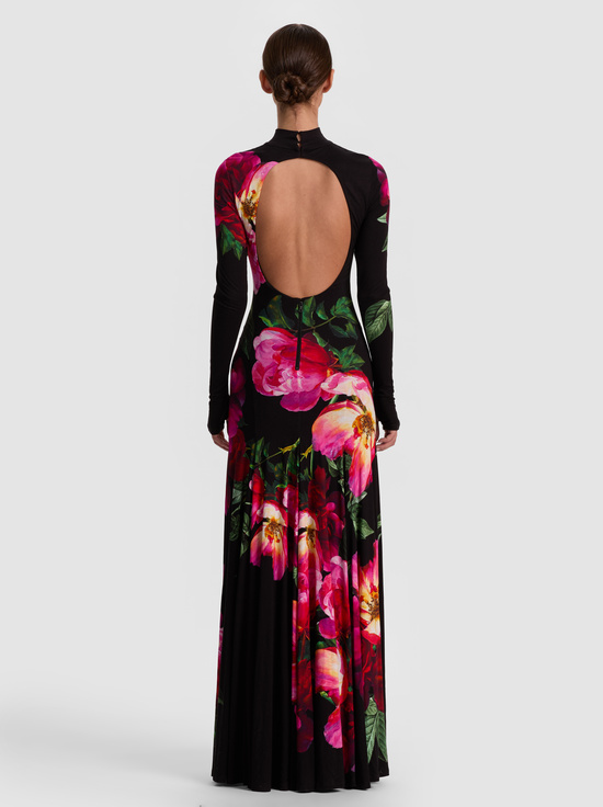 EMPRESS BLOOM BLACK-AUGUSTA OPEN BACK MAXI DRESS