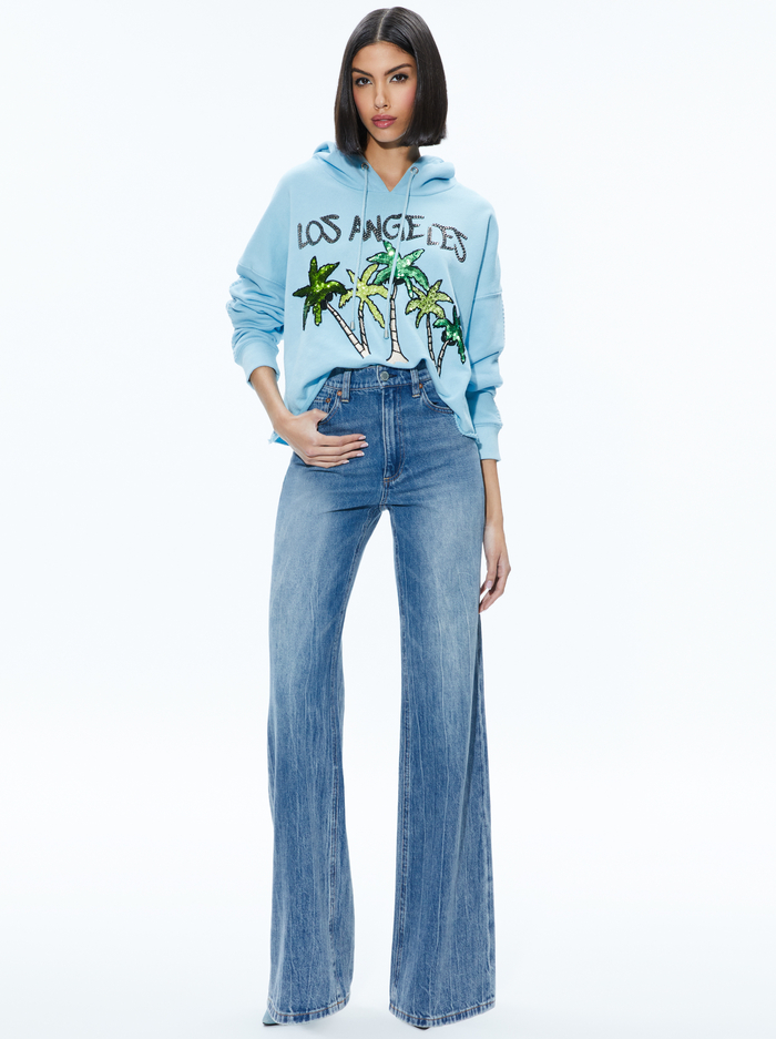 SUNNY BOXY CROPPED HOODIE - ICE image 4 - Alice And Olivia