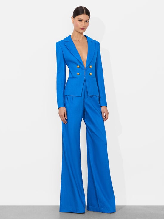 TRUE BLUE-MYA LINEN FITTED BLAZER