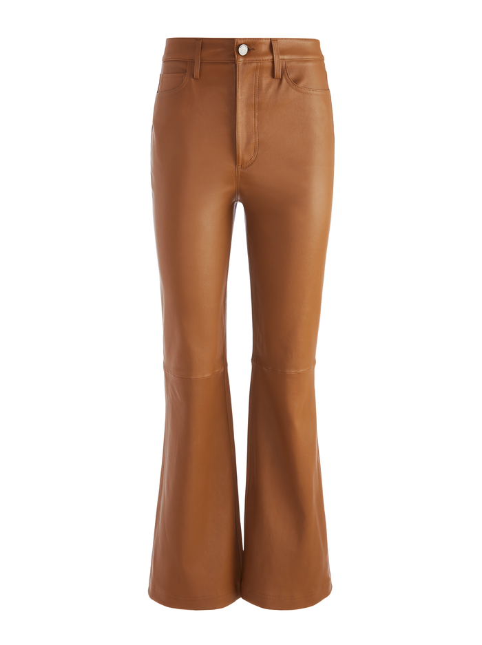 MARSHALL HIGH RISE LEATHER BELL PANT - CAMEL image 3 - Alice And Olivia