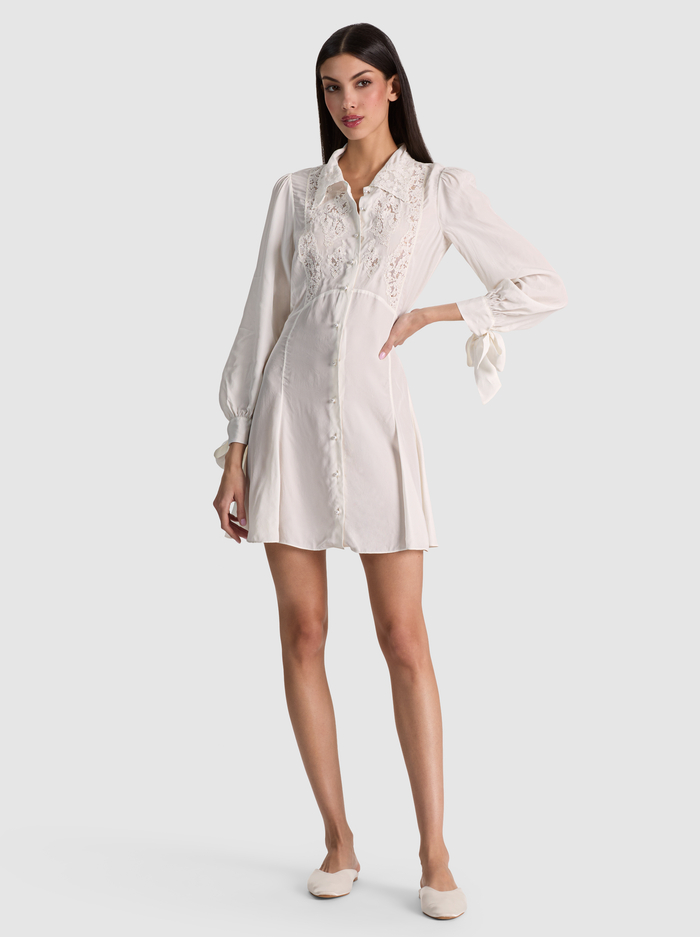 DEBORAH MINI SHIRT DRESS - OFF WHITE - ALICE + OLIVIA