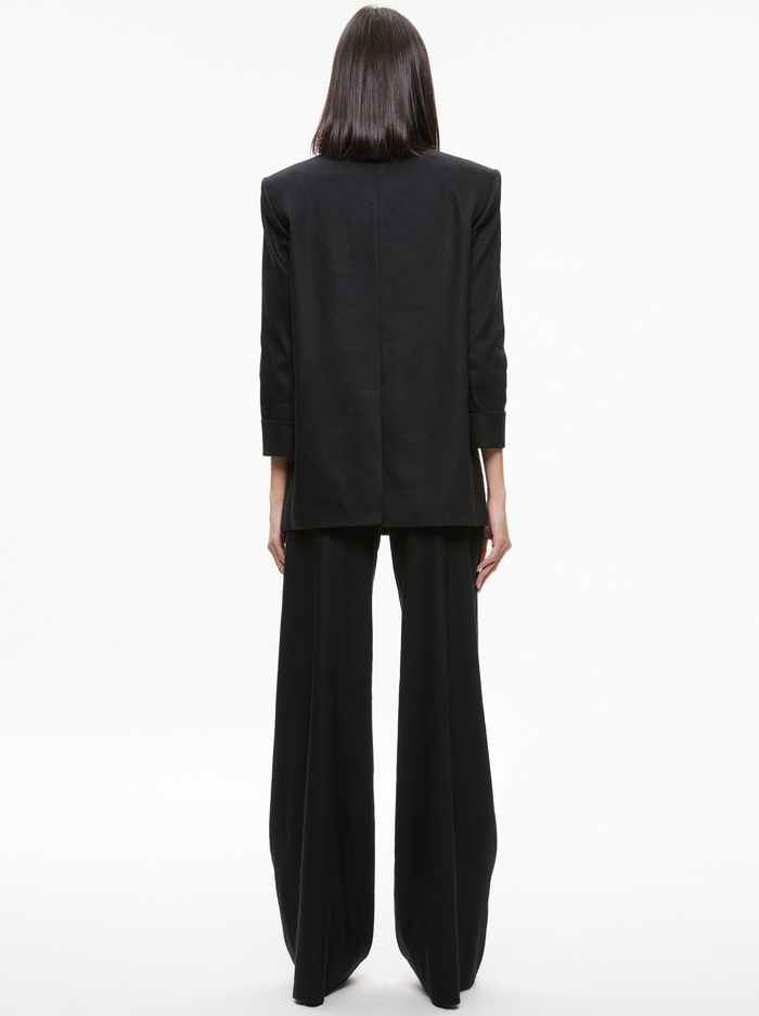 SHAN LINEN ROLLED CUFF BLAZER - BLACK image 1 - Alice And Olivia