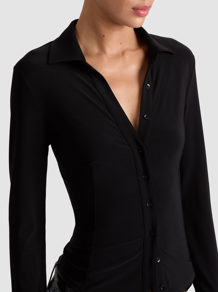 FREYA BUTTON DOWN TOP - BLACK image 3 - ALICE + OLIVIA