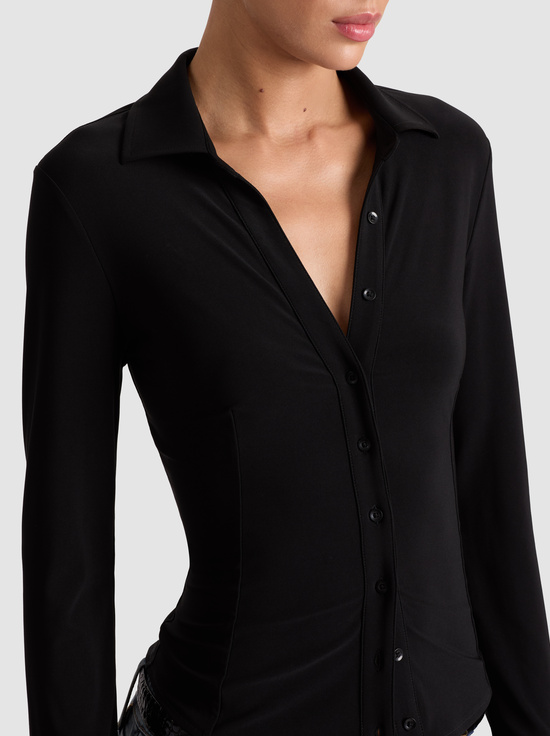 BLACK-FREYA BUTTON DOWN TOP