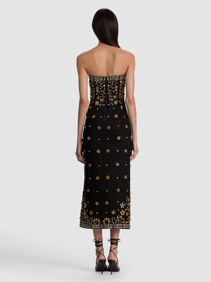 NINA EMBELLISHED MIDI DRESS - BLACK/MULTI image 3 - ALICE + OLIVIA