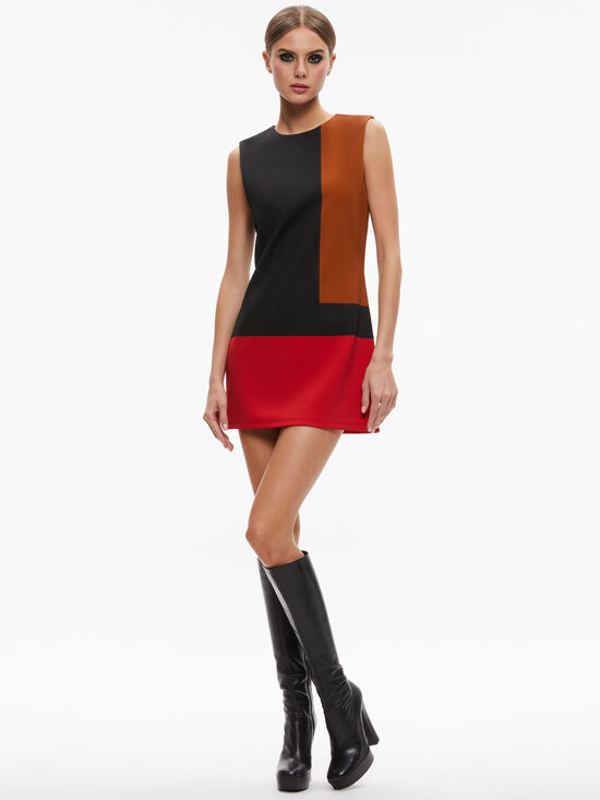 WYNELL MINI DRESS in MULTI COLORBLOCK | ALICE + OLIVIA