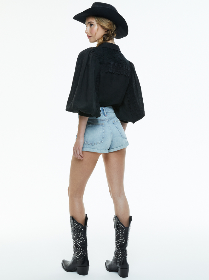 VENTY BUTTON FRONT BLOUSE - BLACK image 2 - Alice And Olivia