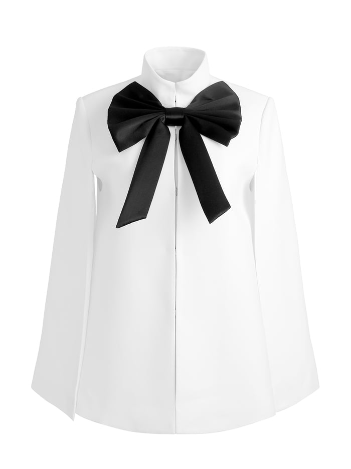 PHILIPPA BOW CAPE - OFF WHITE/BLACK image 5 - Alice And Olivia
