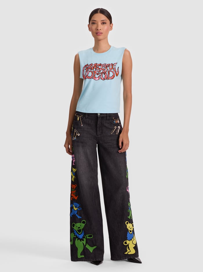 A+O X GRATEFUL DEAD MICAH MUSCLE TANK - CAROLINA BLUE MULTI image 2 - Alice And Olivia
