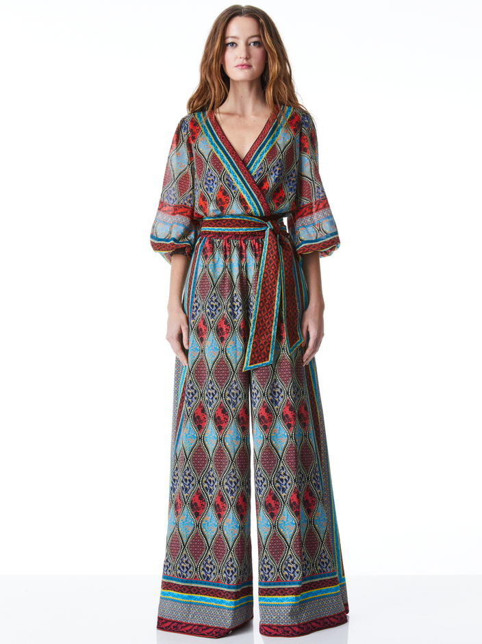 SIMONA WRAP TOP + KENLEY PALAZZO DRAWSTRING PANT - 