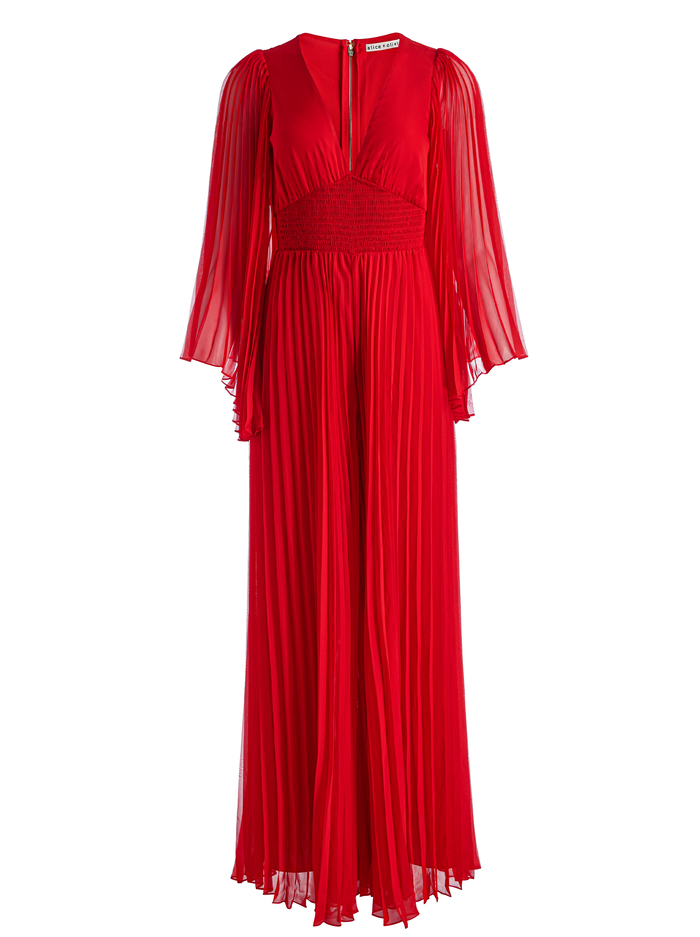 BENNET PLEATED JUMPSUIT - BRIGHT RUBY image 5 - Alice And Olivia