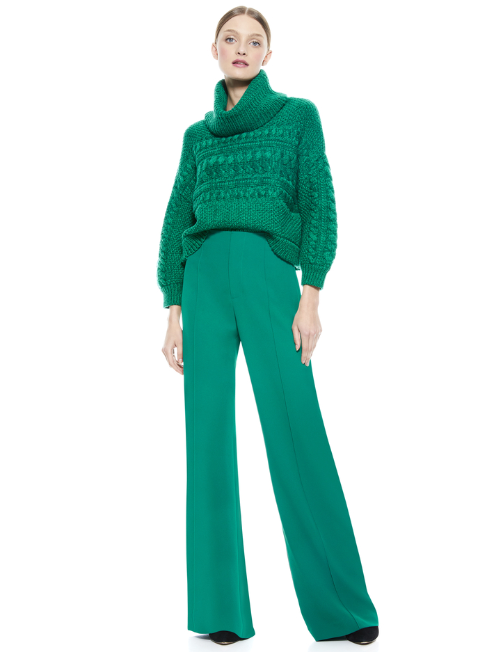 FRANCINE CABLEKNIT TURTLENECK - DARK TEAL image 2 - ALICE + OLIVIA