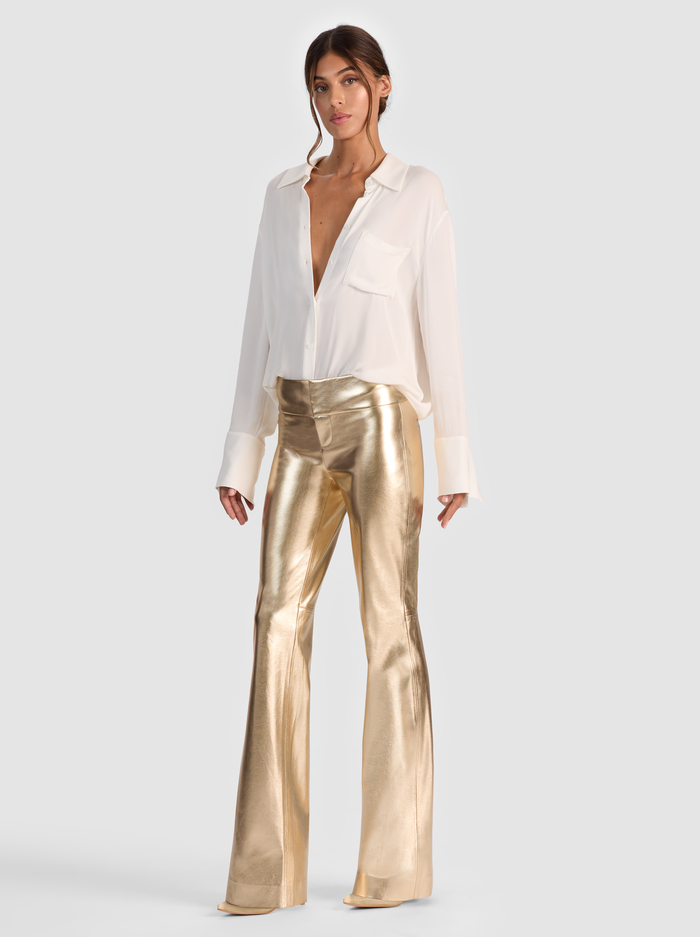 OLIVIA VEGAN BOOTCUT PANT - GOLD image 4 - Alice And Olivia