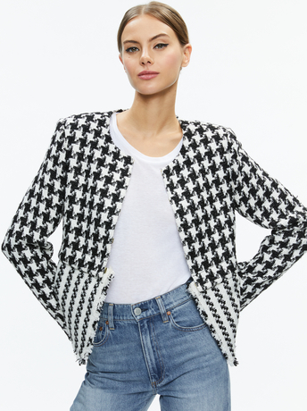 BLACK/OFF WHITE-KIDMAN TWO-FER TWEED JACKET
