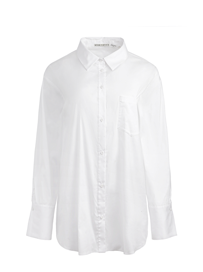 FINELY OVERSIZED LONG BUTTON DOWN SHIRT - WHITE image 5 - Alice And Olivia