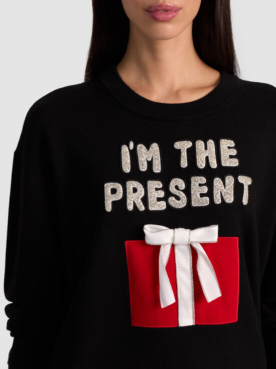 BLACK MULTI-PERRY PRESENT PULLOVER