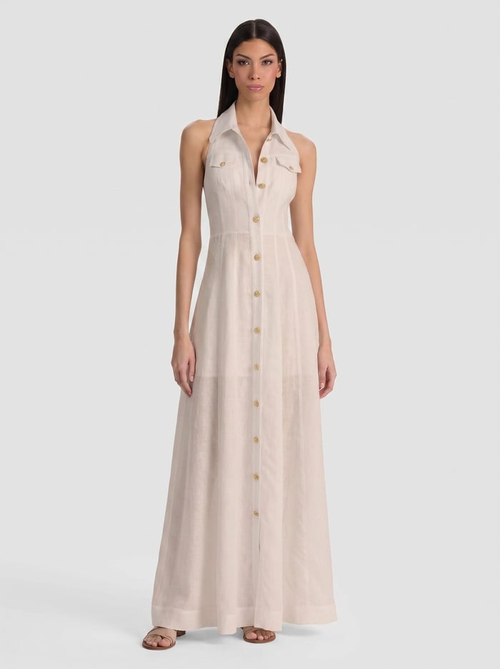 KENDALL LINEN MAXI DRESS - OATMEAL - ALICE + OLIVIA