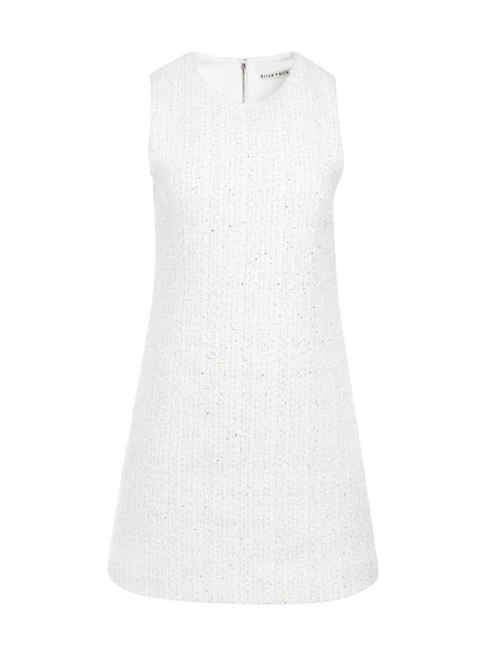 COLEY CREW NECK MINI DRESS - WHITE image 5 - Alice And Olivia