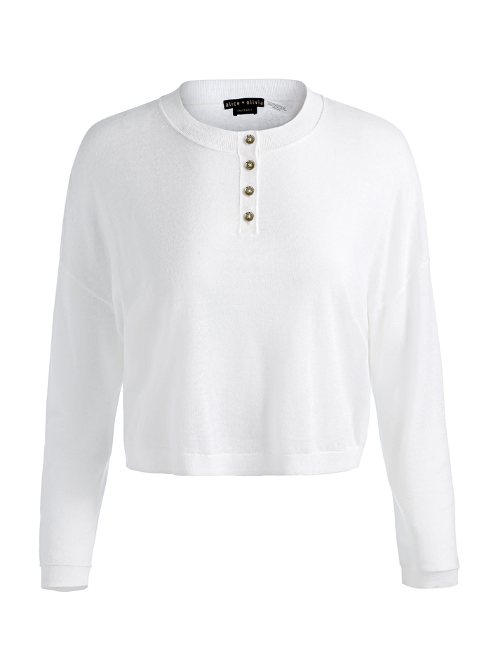ALAINA LINEN HENLEY - SOFT WHITE image 6 - ALICE + OLIVIA