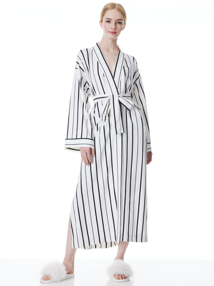 A+O X MASONGREY KAIA KIMONO ROBE - WHITE/BLACK - Alice And Olivia