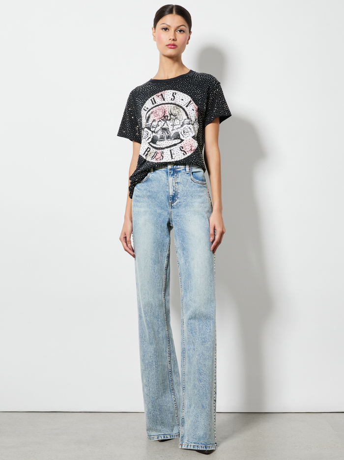 ALVERA EMBELLISHED TEE - BLACK MULTI image 1 - Alice And Olivia