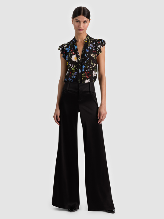 TWISTING VINES BLACK-ARLETTE SILK BLOUSE