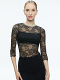 VANITA EMBELLISHED NECK LACE CROP TOP - BLACK