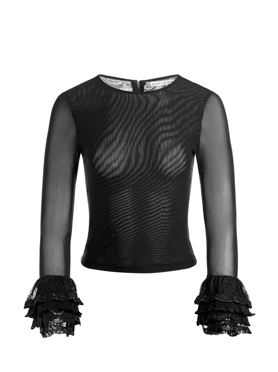 BLACK-DELAINA TOP WITH RUFFLE CUFF