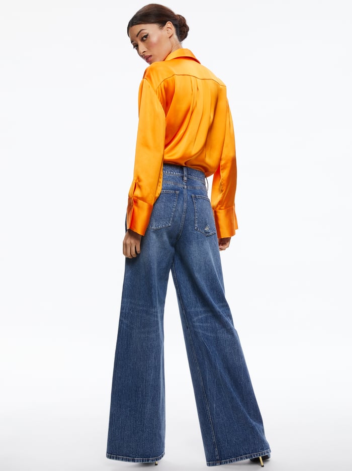 FINELY OVERSIZED BUTTON DOWN SHIRT - TANGERINE image 1 - Alice And Olivia