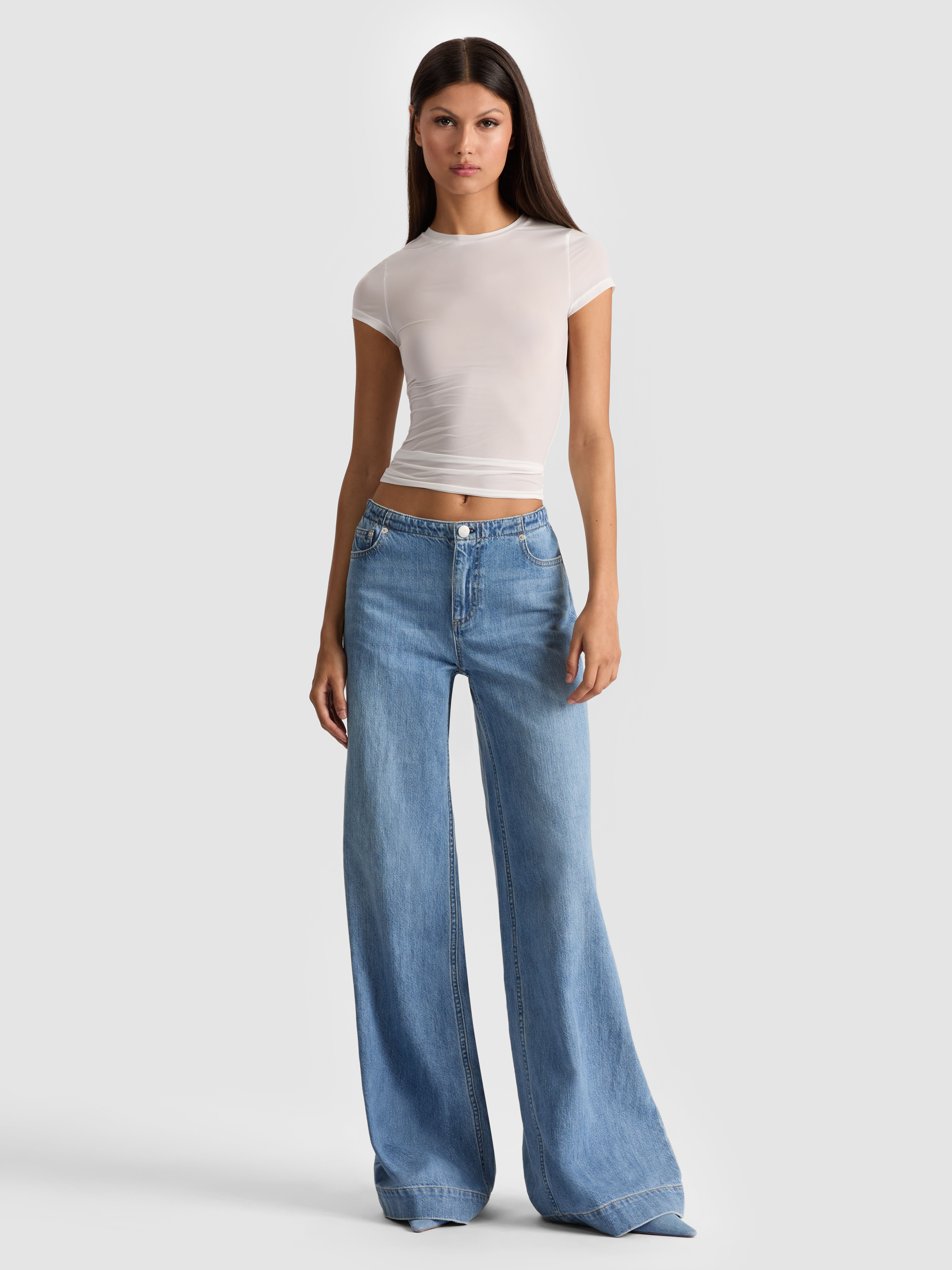 ALICE+OLIVIA　青デコレーション　ジンズ A+o X Bronco Trish Jean In Brooklyn Blue | Alice + Olivia